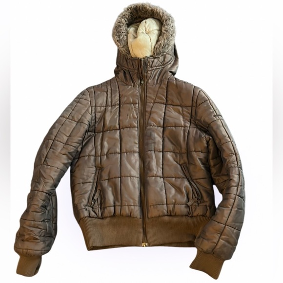 Tommy Hilfiger tan brown bumper puffer jacket Sz S - Picture 1 of 15